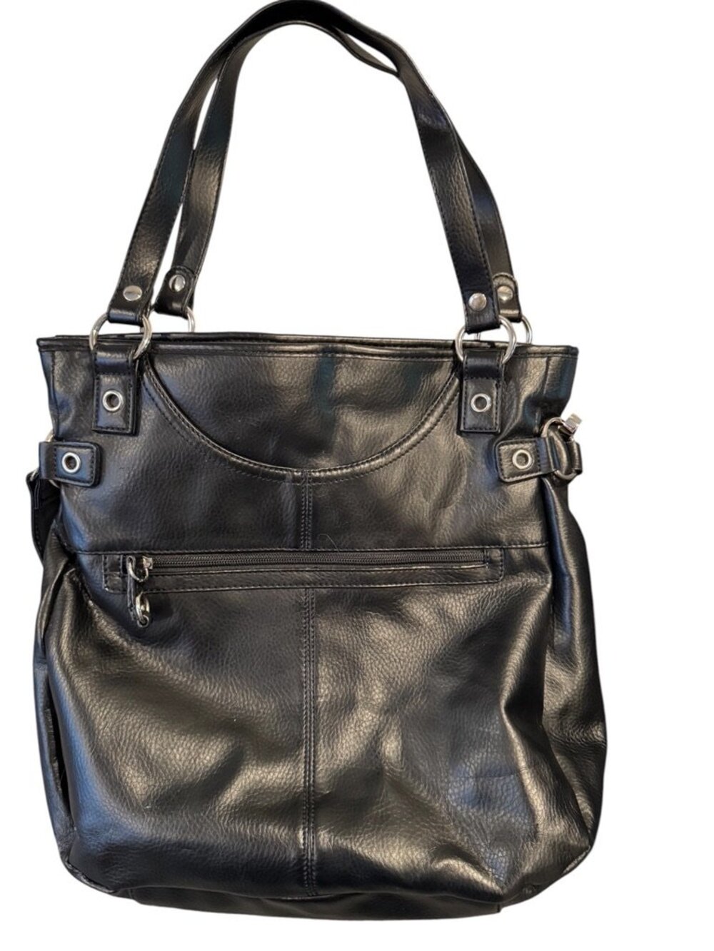 Franco Sarto Black Vegan Leather Moto Hobo Shoulder Bag Crossbody w Coin Purse - Picture 4 of 6